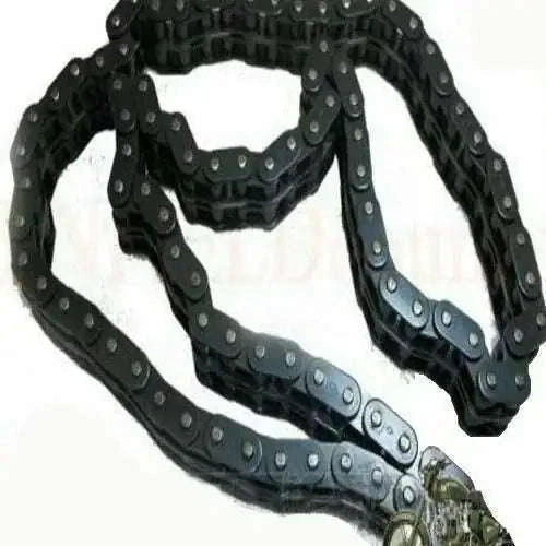 Motorcycle duplex chain, dark metal roller links