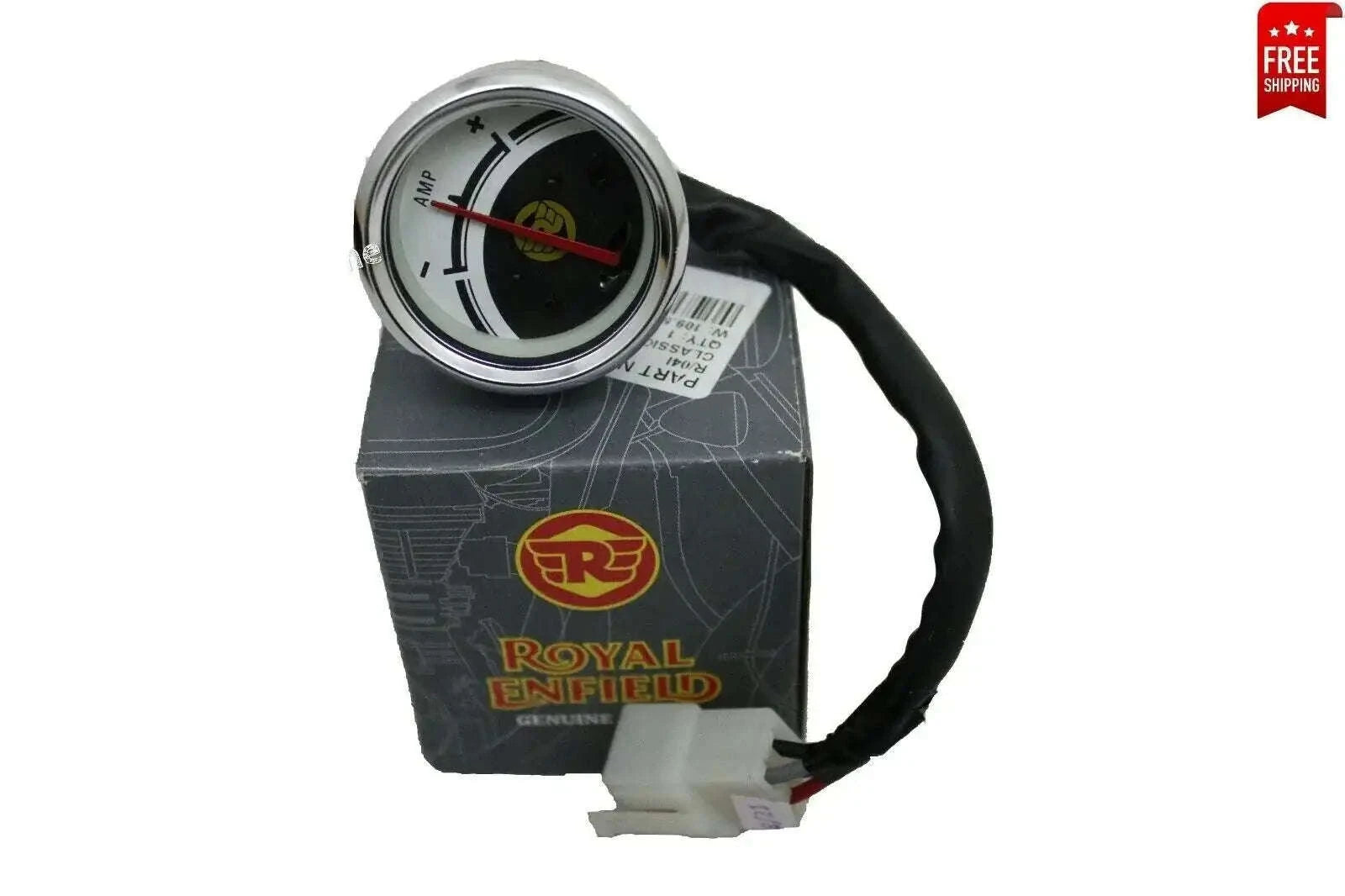 Royal Enfield Classic ammeter assembly with round gauge and wiring harness