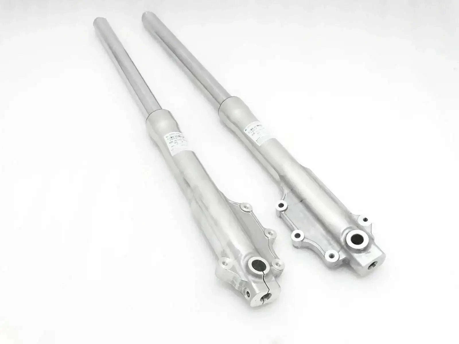 Royal Enfield Classic UCE 500cc front fork assembly, pair of silver fork legs