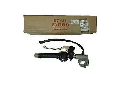 Left-hand motorcycle handlebar assembly with controls and cable wiring