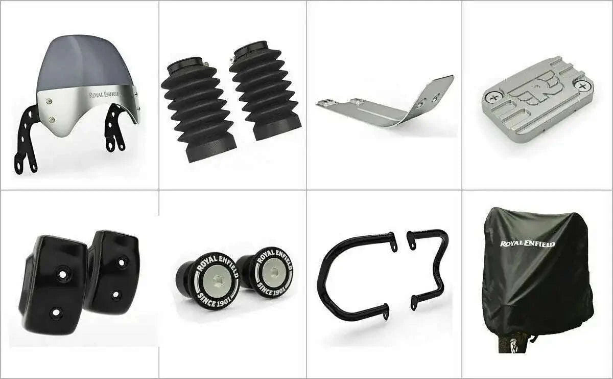 Motorcycle accessory combo pack with windscreen, brackets, and mounting covers