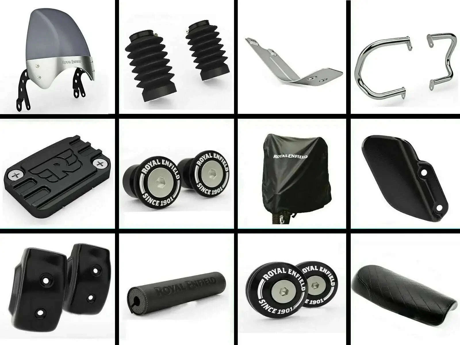 12-piece Royal Enfield Interceptor 650 accessory combo pack with various mounts
