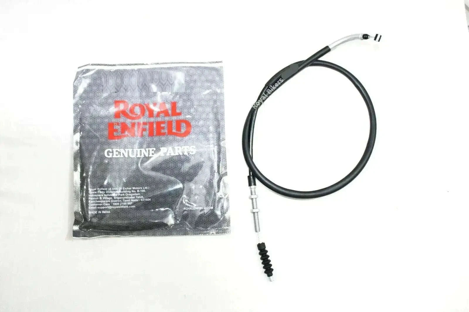 Royal Enfield throttle and clutch cable assembly with metal ends and rubber boot