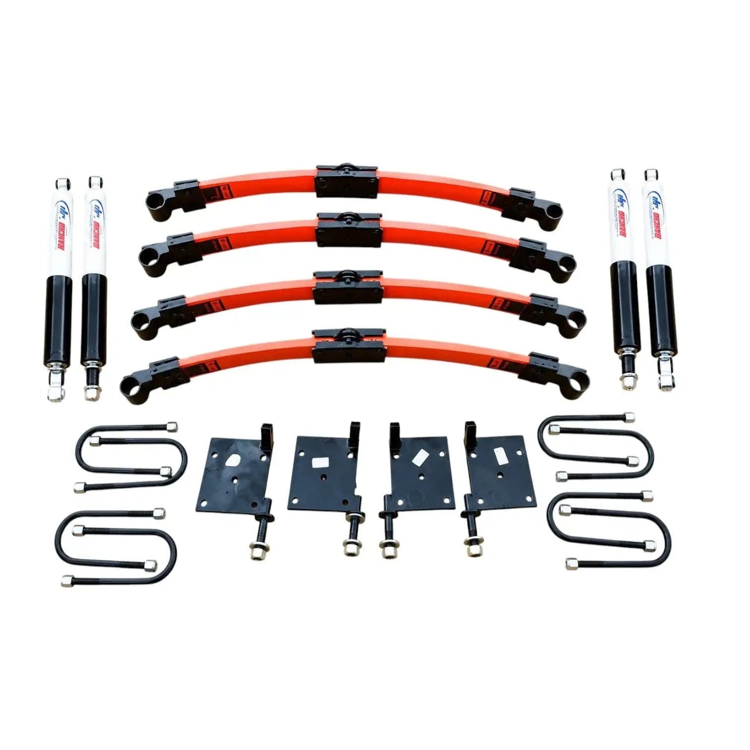 Single Leaf Composite Suspension Kit for Suzuki Samurai car, includes shock absorbers and mounting hardware