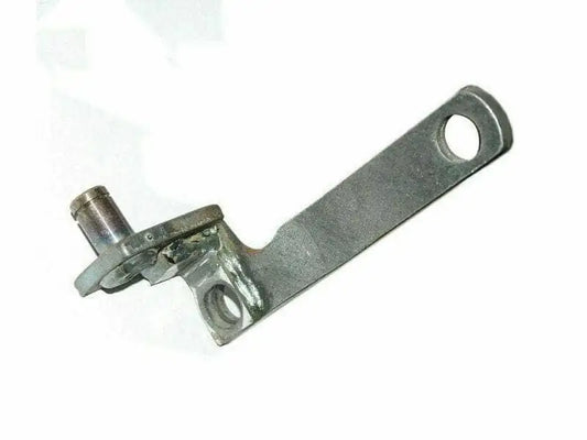 Metal parking brake bracket with mounting holes and pivot pin