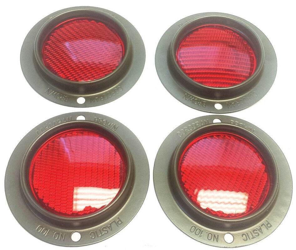 Set of Four Ford GPW Corcoran Brown Reflector Assemblies for Enhanced Vehicle Safety