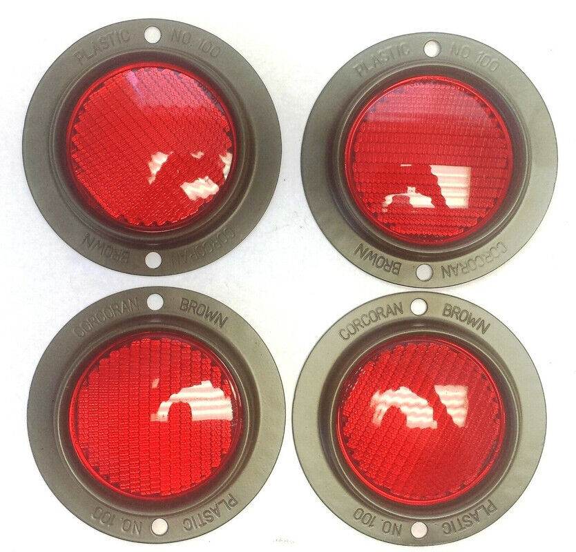 Set of Ford GPW Corcoran Brown Reflector Assemblies for Enhanced Vehicle Visibility