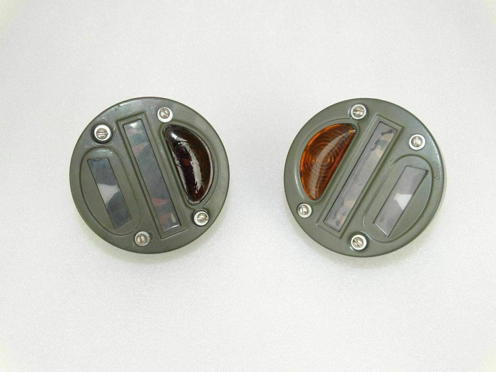 Ford Jeep Willys tail light set with round design and clear lenses for enhanced visibility