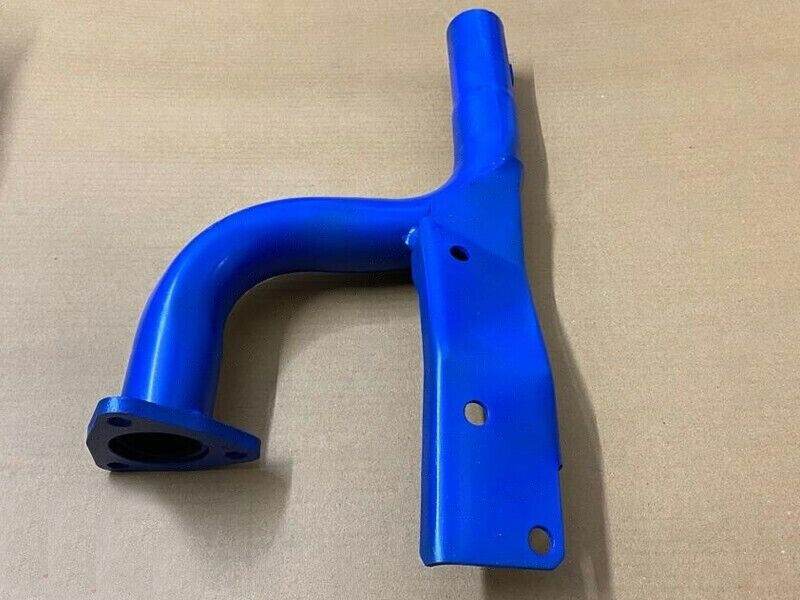 Ford manifold exhaust pipe elbow in blue designed for aftermarket vehicle performance