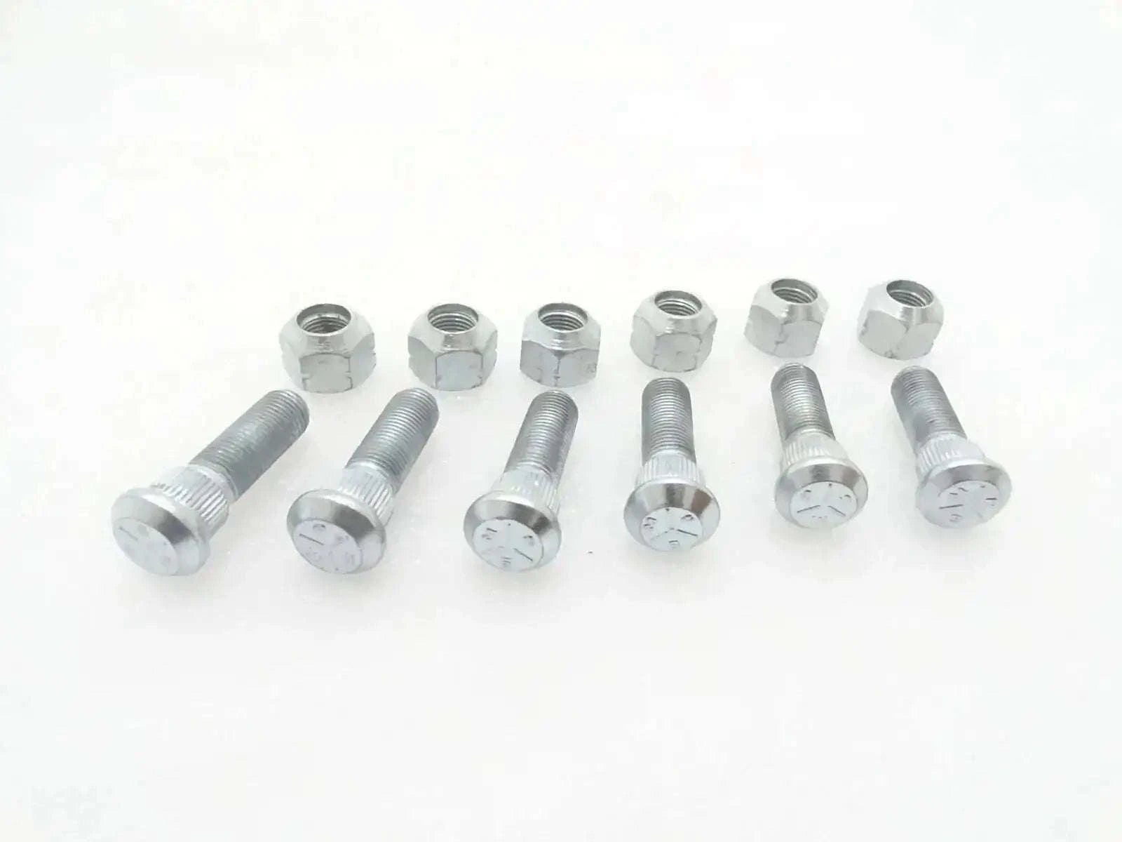 Ford Tractor front wheel hub bolts and nuts set of 6 in silver steel