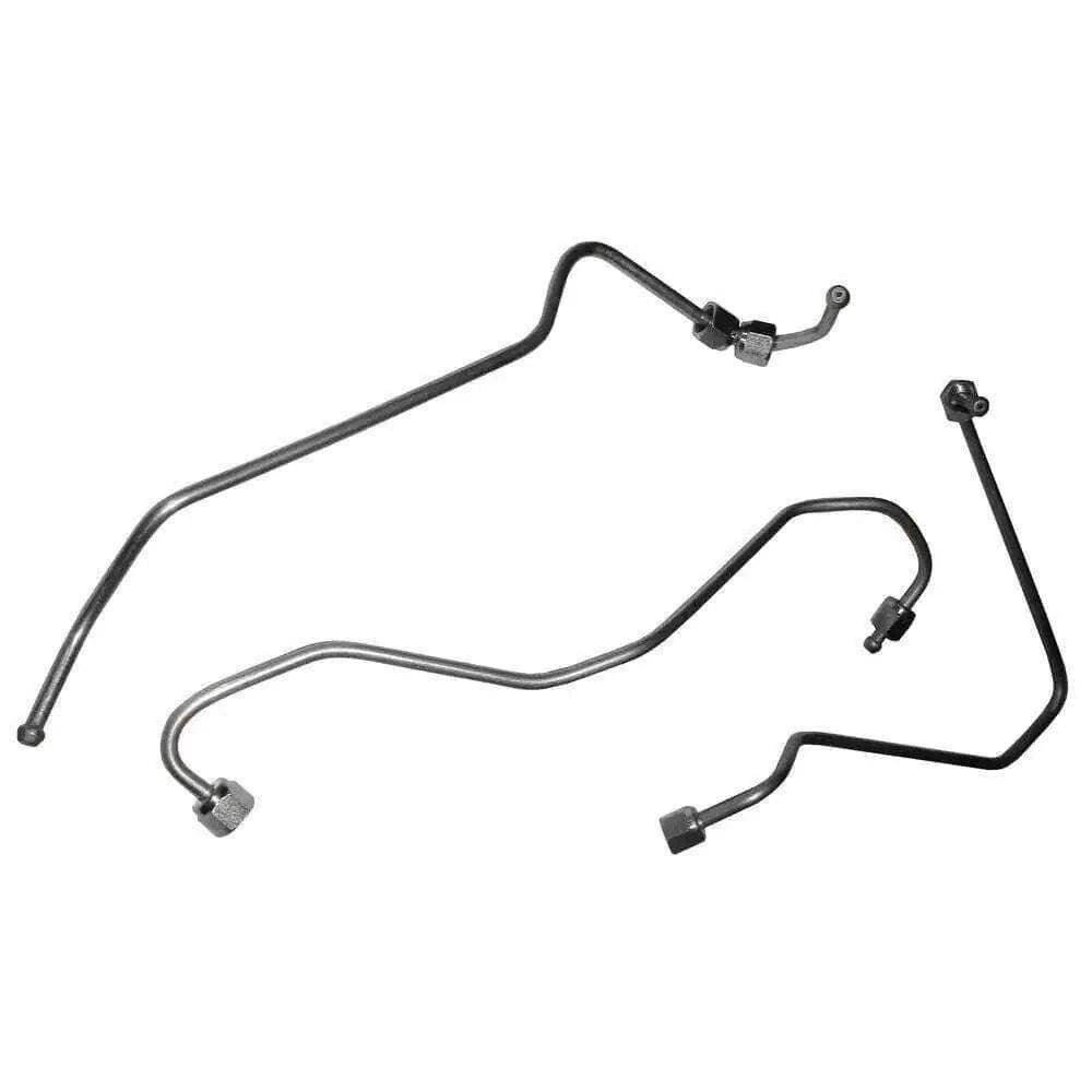 Fuel injection line set with metal tubes and mounting connectors