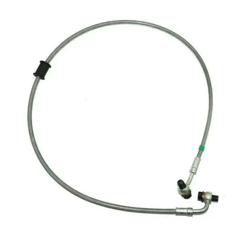Front brake hose assembly with banjo bolt fitting and metal end connectors