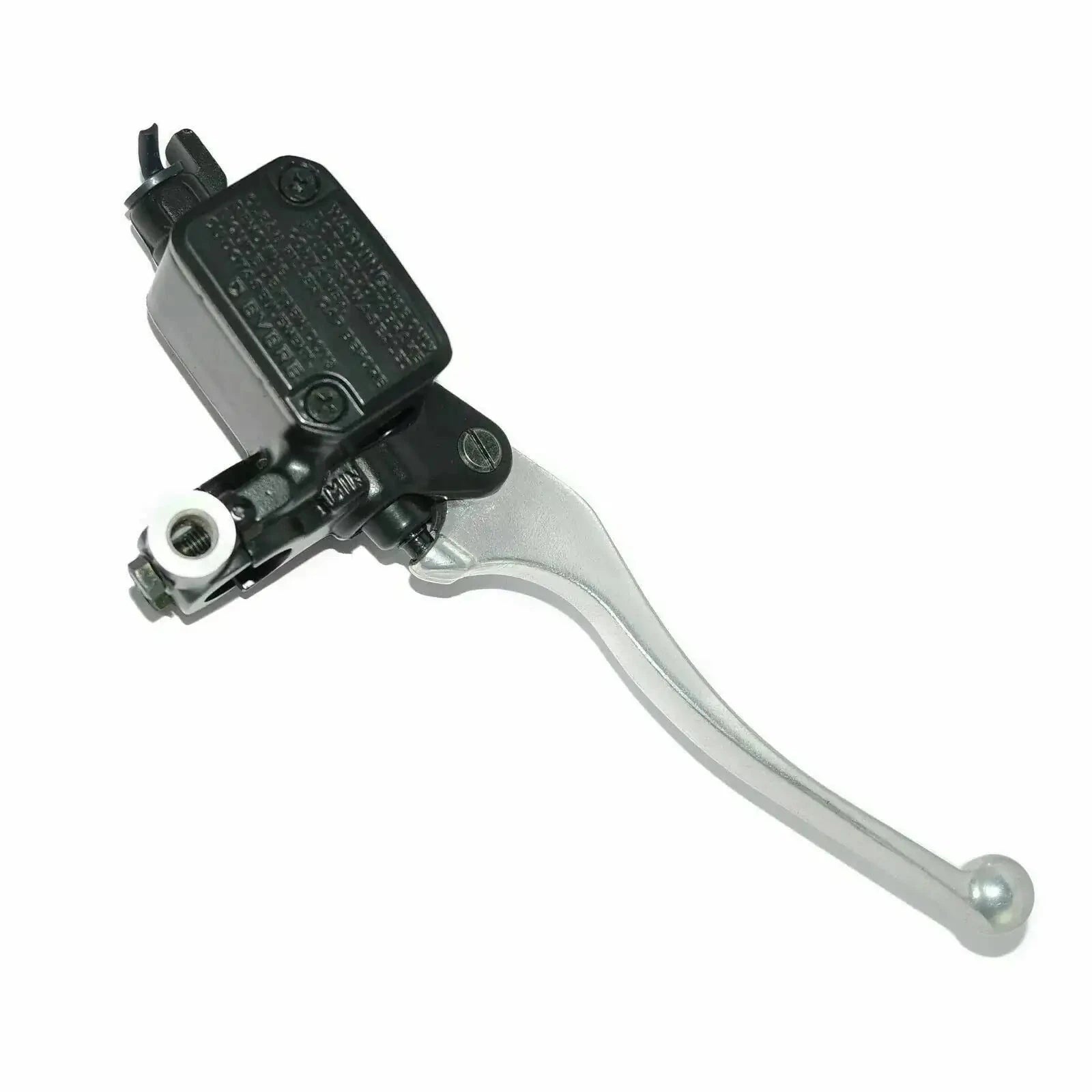 Front brake lever with master cylinder, silver lever and black reservoir