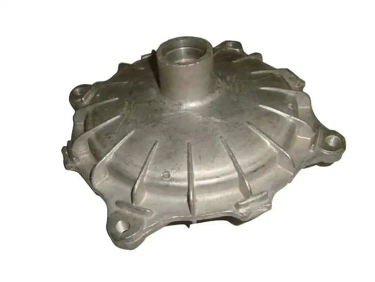 Metal front hub assembly with circular center and mounting tabs