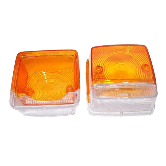 Lamp lens covers set: amber orange and clear rectangular lenses