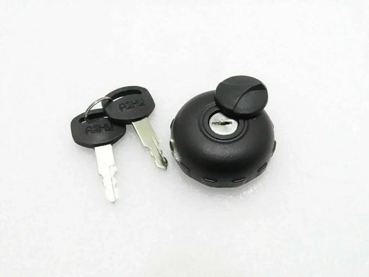 Lockable diesel fuel tank cap with keys, black round cover