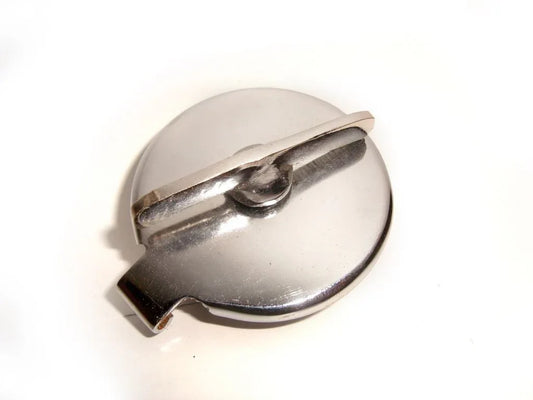 Chrome hinged oil tank cap with wing latch