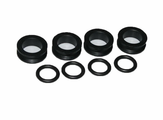 8 black rubber injector rings, assorted sizes