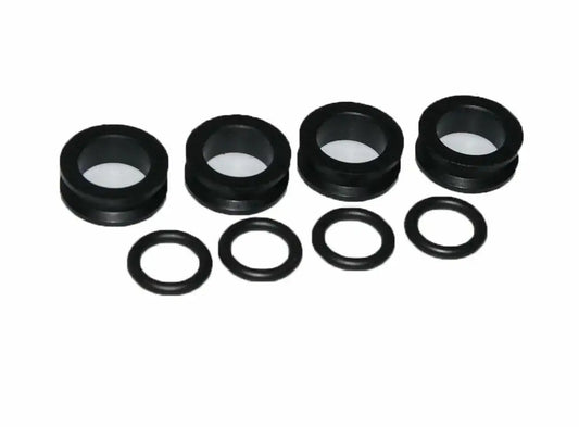 8 black rubber injector rings, assorted sizes