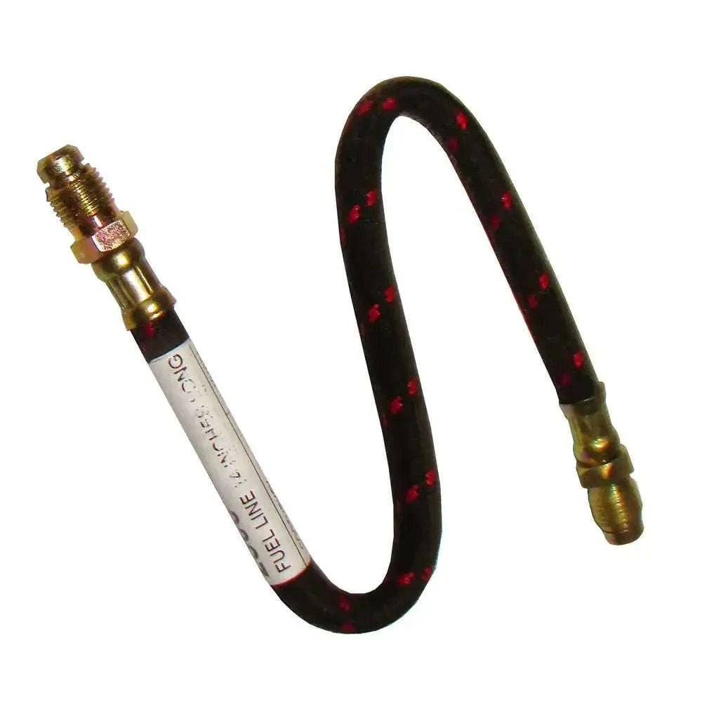 Fuel line hose with brass fittings, black with red speckles, 14 in length
