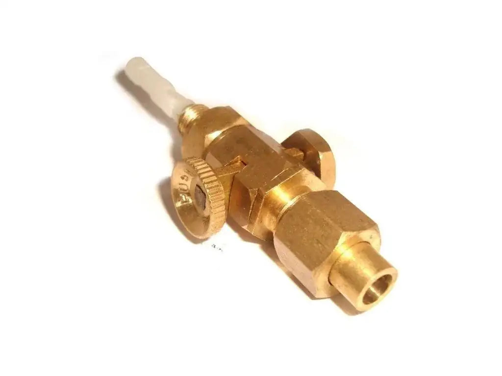 Brass fuel tank petcock tap with lever and threaded inlet
