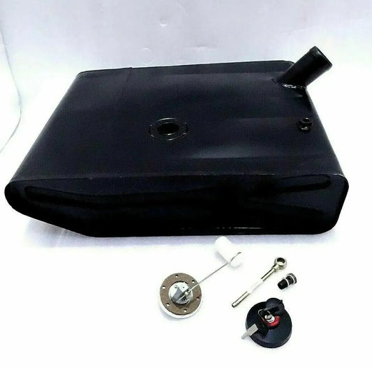 Fuel tank cap with fuel sensor and banjo nut set, black cap and metal components