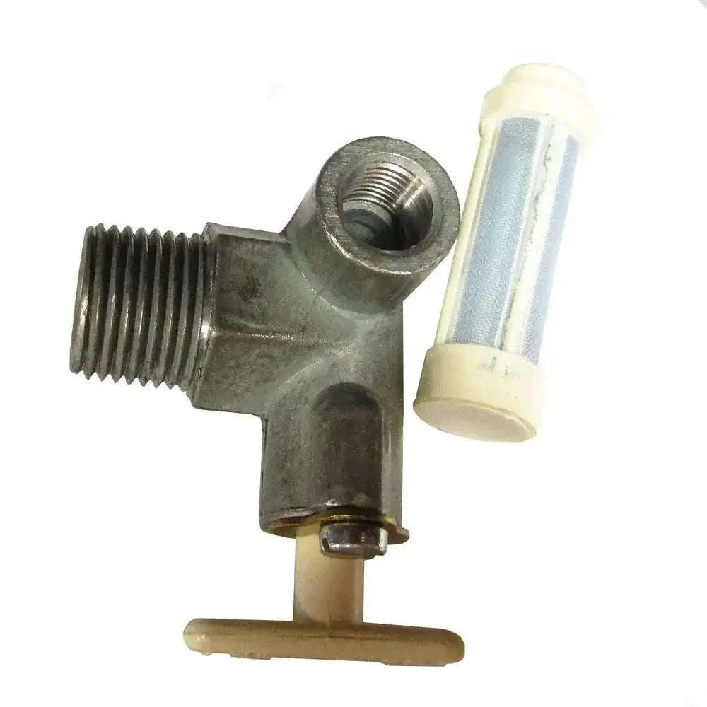 Fuel shut-off valve with threaded inlet and plastic handle