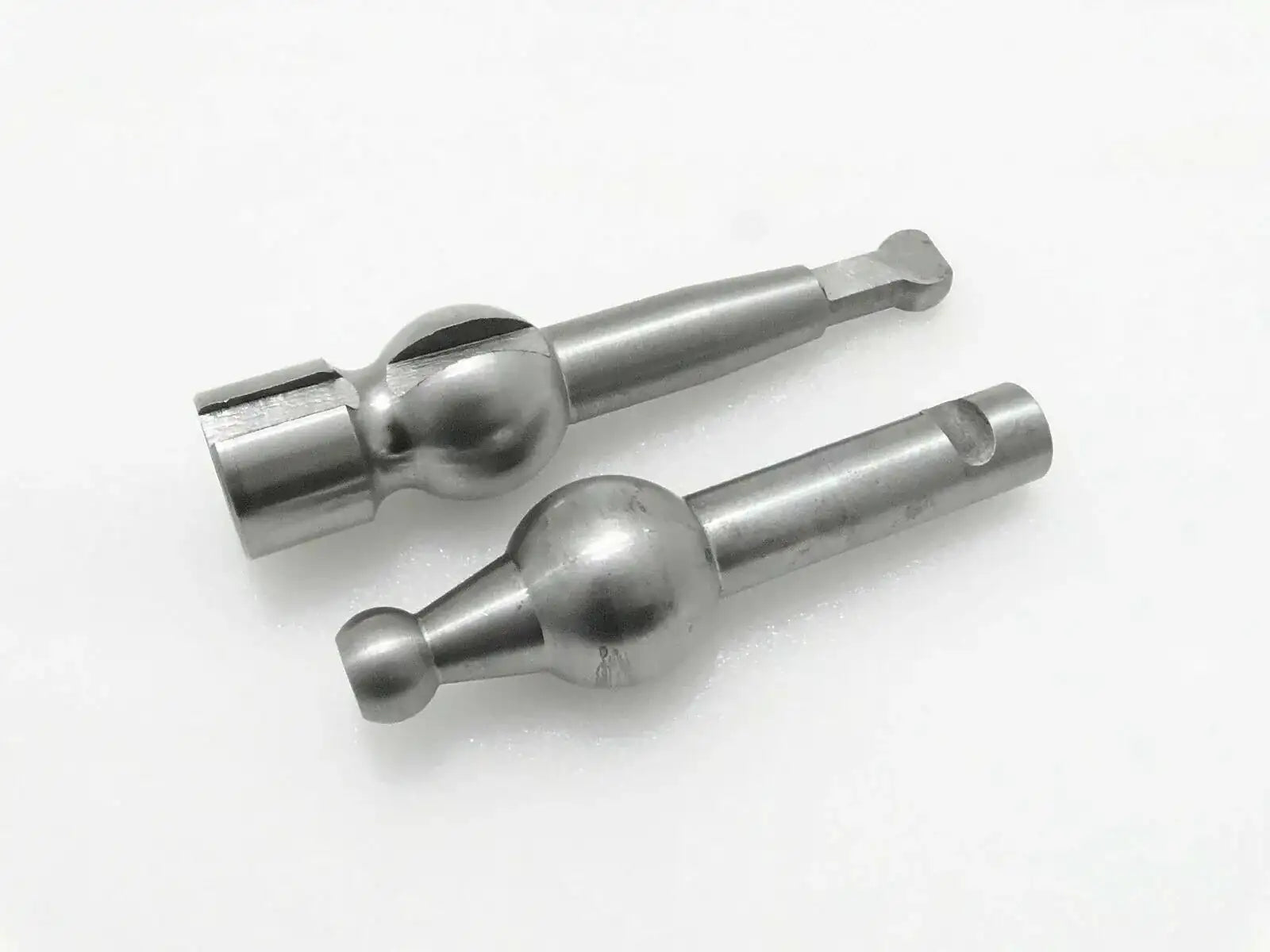 Metal gearshift lever top and bottom components, silver