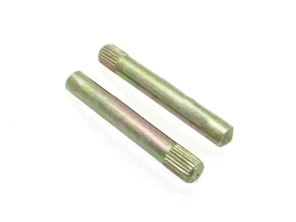 Metal gear lever pins, two cylindrical dowel pins with ridged ends