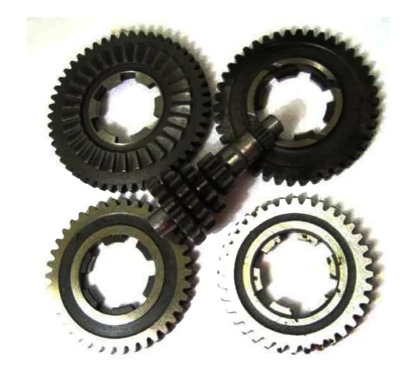 Metal gearbox gear set with cluster gears, ring and sprocket pieces