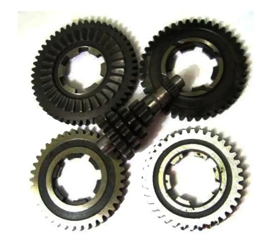 Metal gearbox gear set with cluster gears, ring and sprocket pieces