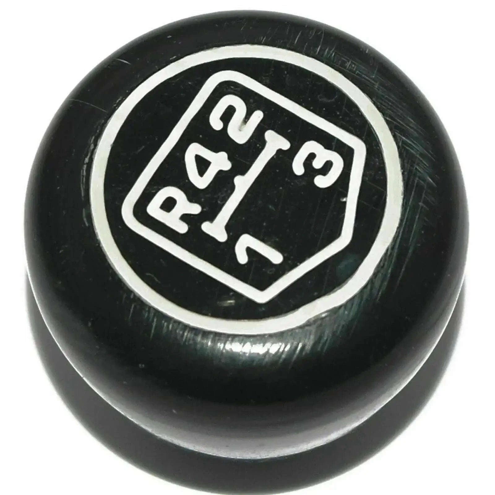 Black gear shift lever knob with white gear pattern