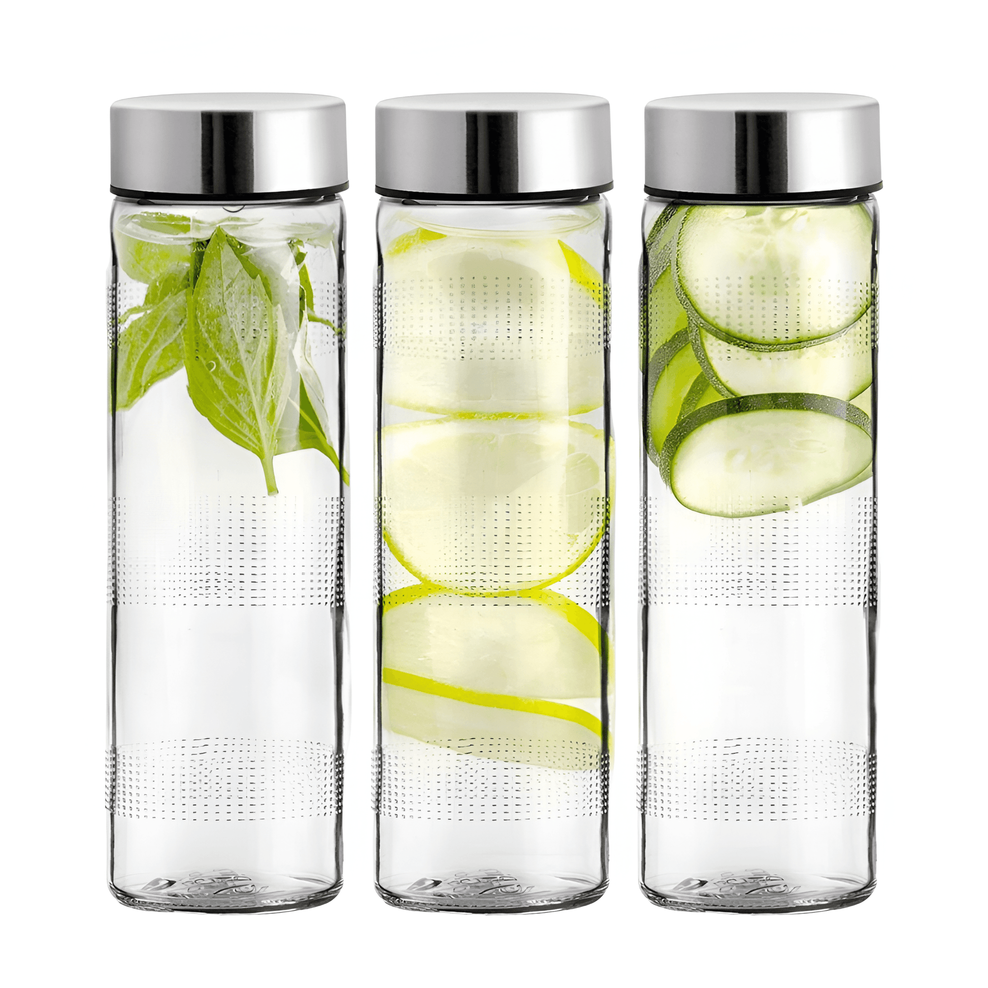 Glass Water Bottles Steel Cap Leak Proof Detox Water Bottle Glass 750ml 2 Bottle - StellerGear