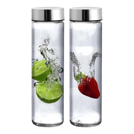Glass Water Bottles Steel Cap Leak Proof Detox Water Bottle Glass 750ml 2 Bottle - StellerGear