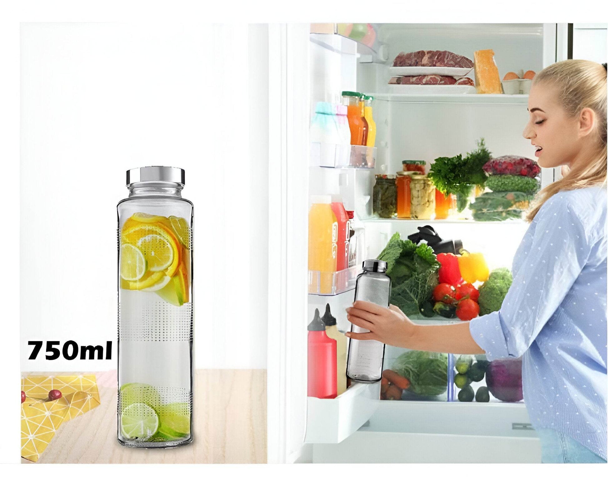 Glass Water Bottles Steel Cap Leak Proof Detox Water Bottle Glass 750ml 2 Bottle - StellerGear