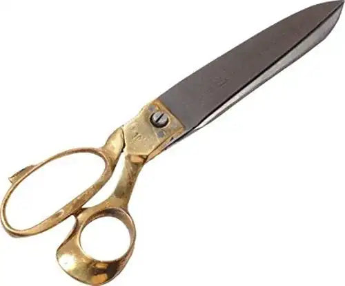 Brass tailor scissors with loop handles, pointed blades