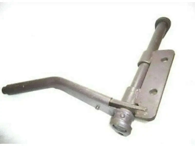 Tractor hand brake lever with metal mounting bracket, gray finish