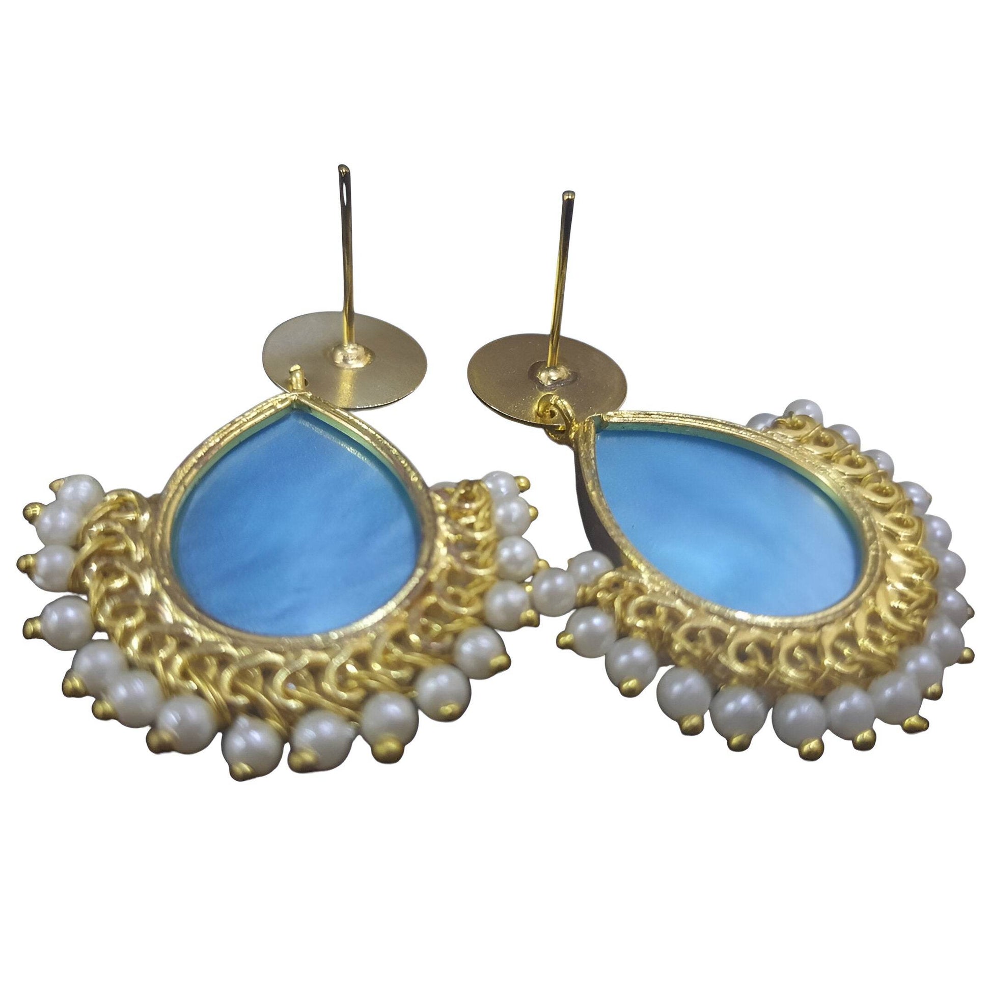 Amber Pearls Handcrafted Brass Drop Earrings with Pearls - StellerGear