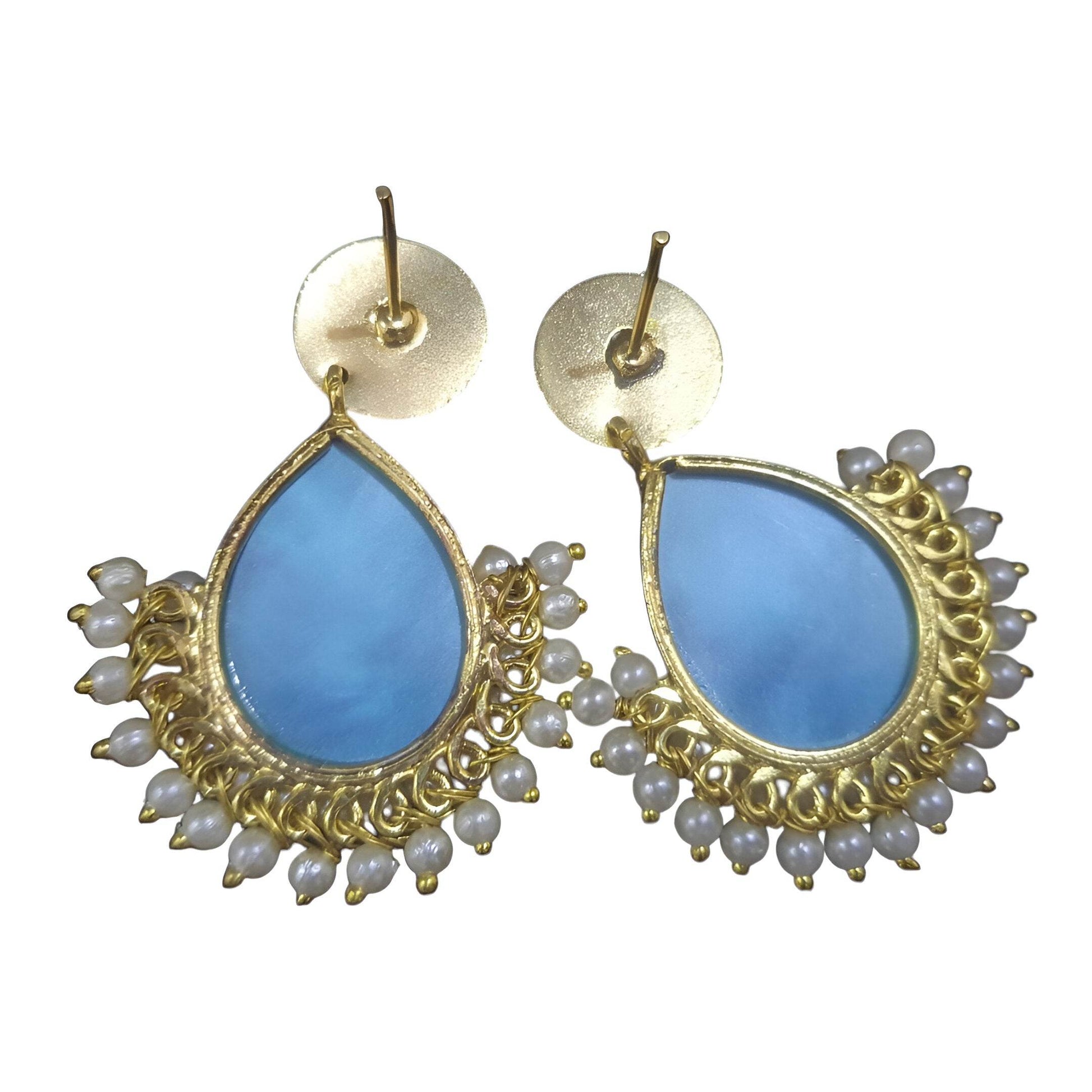 Amber Pearls Handcrafted Brass Drop Earrings with Pearls - StellerGear