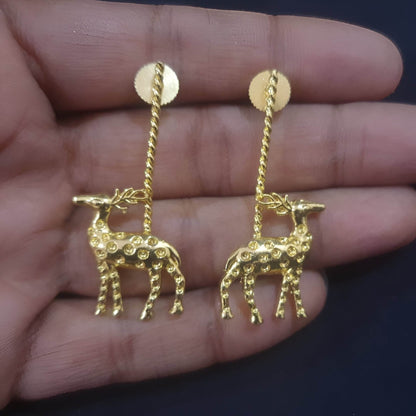 Handcrafted brass earrings featuring elegant deer designs for a unique look