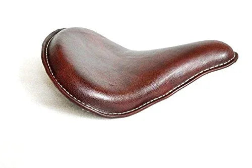 Custom bobber chopper motorcycle seat, cherry leather finish, designed for Harley-Davidson Sportster