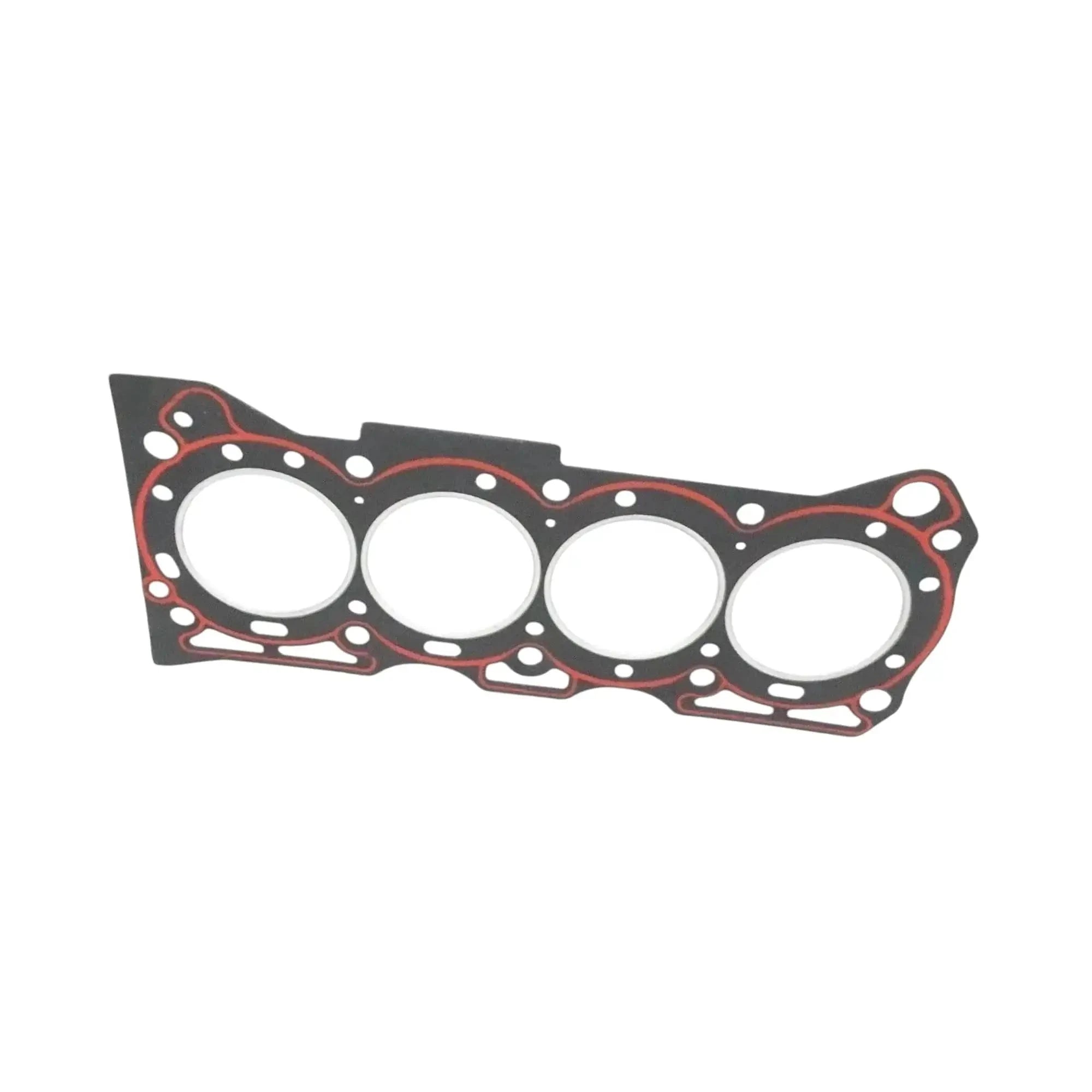 Engine head gasket, long strip design, four cylinder holes, black base with red border