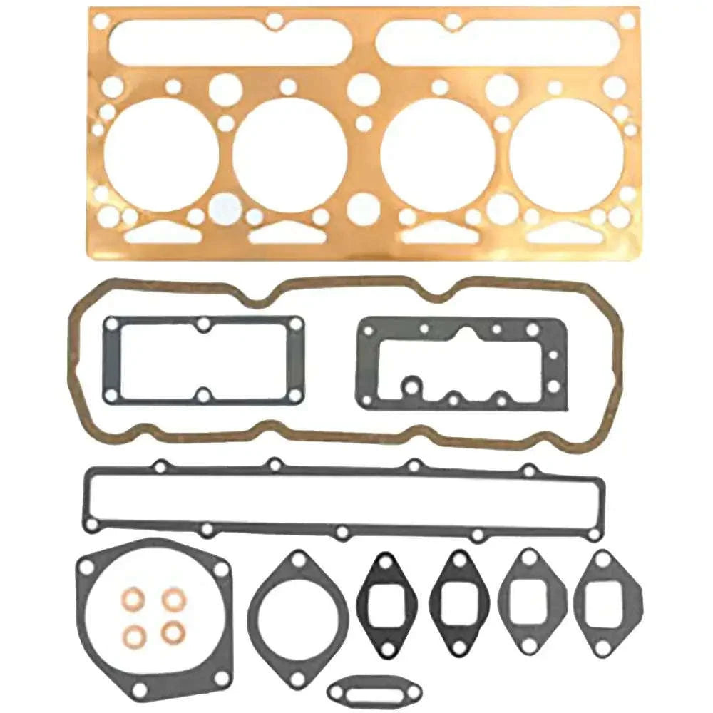 Head gasket set with multiple metal gaskets and sealing parts, mixed dark and tan