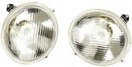 Round chrome tractor headlights pair with clear glass lenses