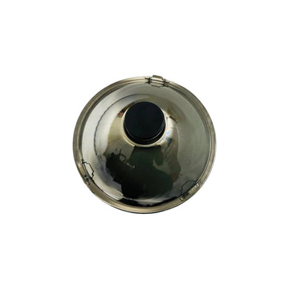 Sealed headlamp housing with chrome reflector bowl and black bulb opening