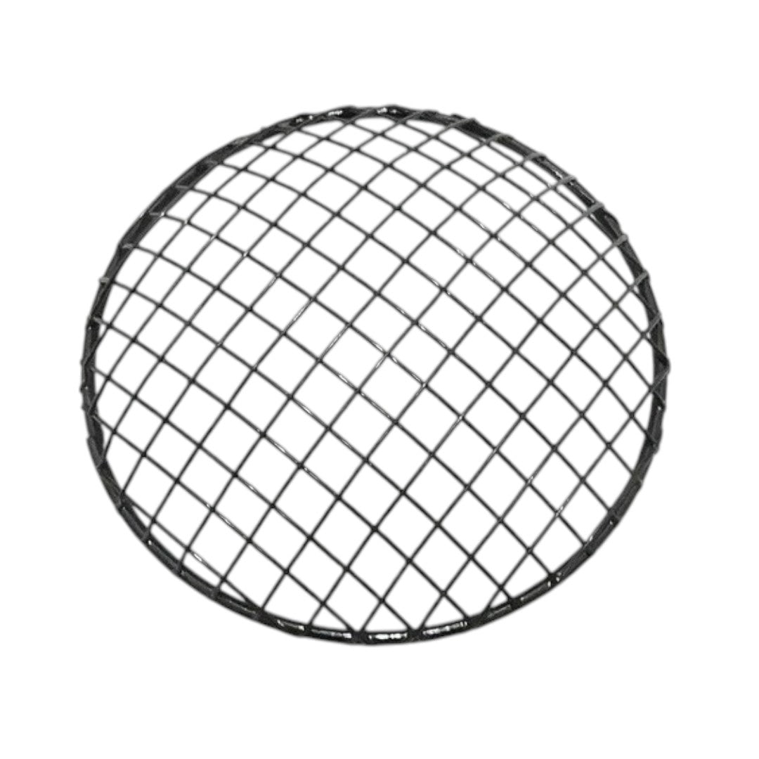 Durable black metal headlight grill, circular design, ideal for protecting vehicle headlights