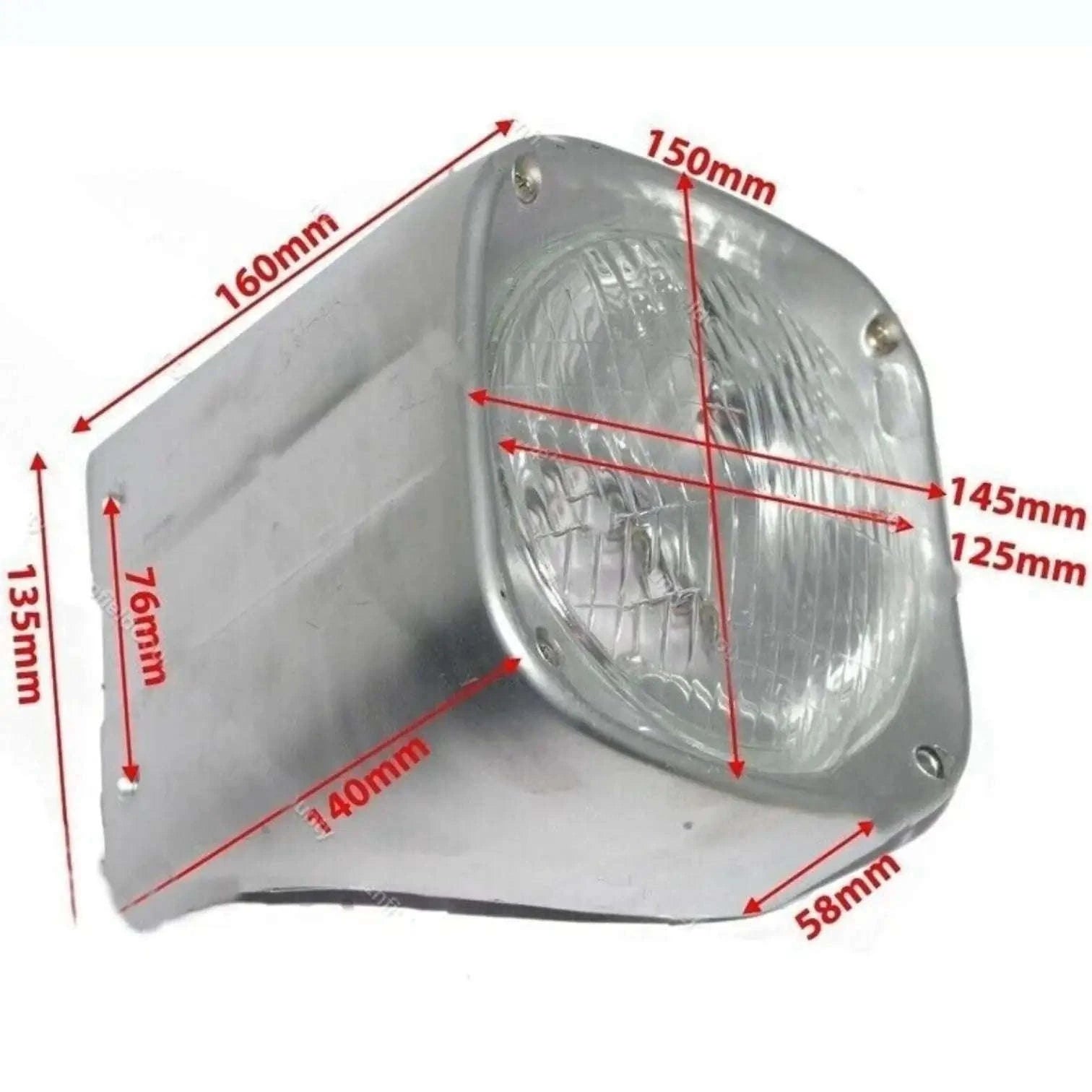 Round tractor headlight lamp cowl with clear lens and mounting holes