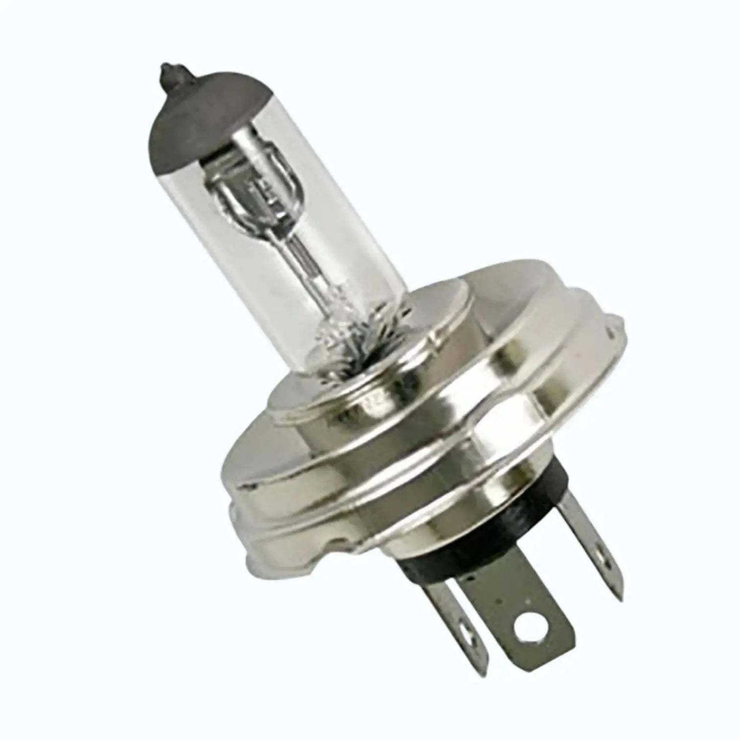 Headlight bulb with metal base and clear glass lamp filament