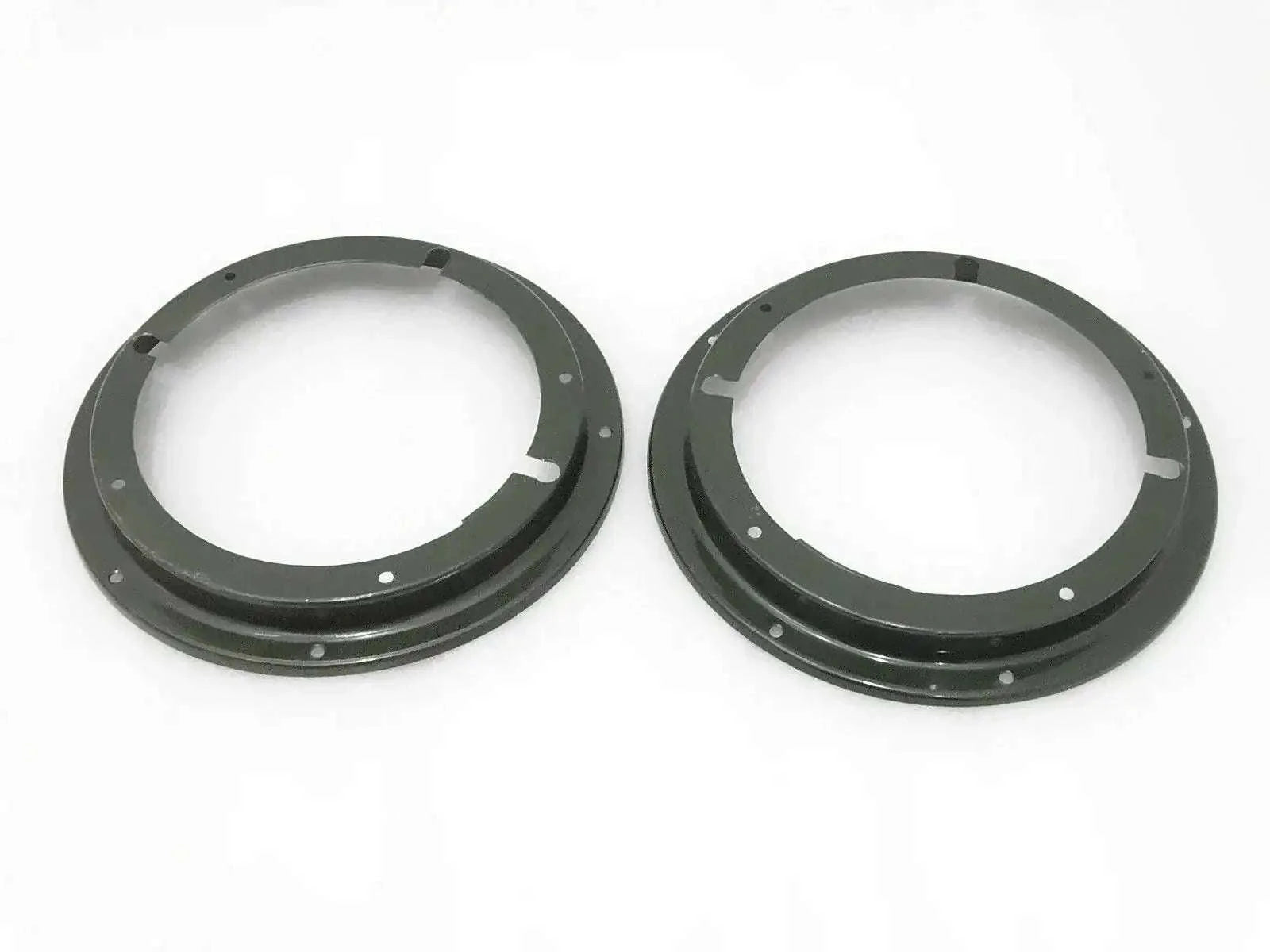 Headlight retaining inner bezel set, two dark metal rings with mounting holes