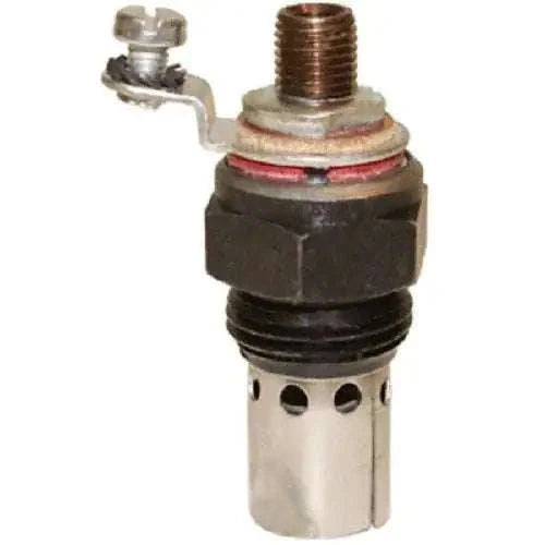 Heater plug screw connector with metal threaded terminal and black body